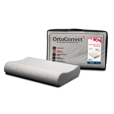 Анатомическая подушка с эффектом памяти Ortocorrect Simple M (58*37, валики 9/11)