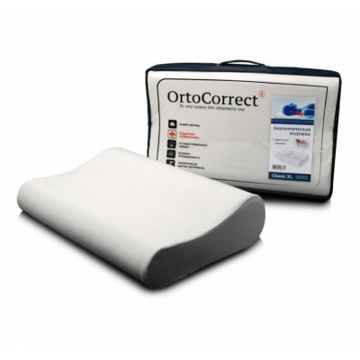 Ортопедическая подушка с эффектом памяти Ortocorrect Classic XL + (58*38см, валики 12/14см)