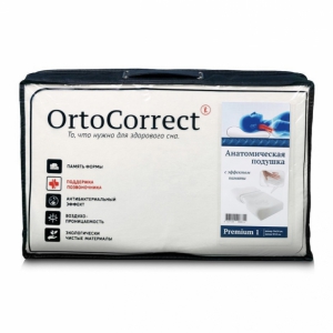 Анатомическая подушка с эффектом памяти Ortocorrect Premium I (54*34см, валики 9/12см)