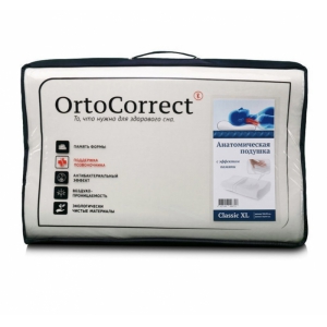 Ортопедическая подушка с эффектом памяти Ortocorrect Classic XL + (58*38см, валики 12/14см)